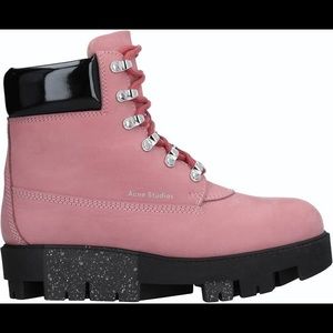 Pink Acne Studio suede platform boots. Size 8.